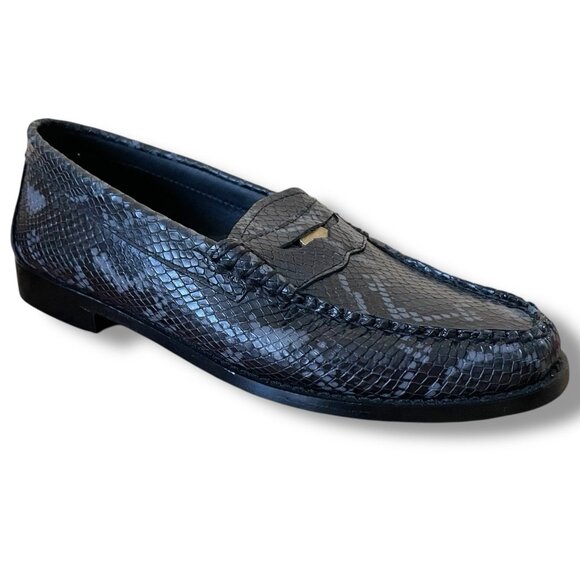 Bass Weejuns Womens Whitney Penny Loafer Sz 8 Gray Black Snake Embossed Leather - Picture 2 of 7